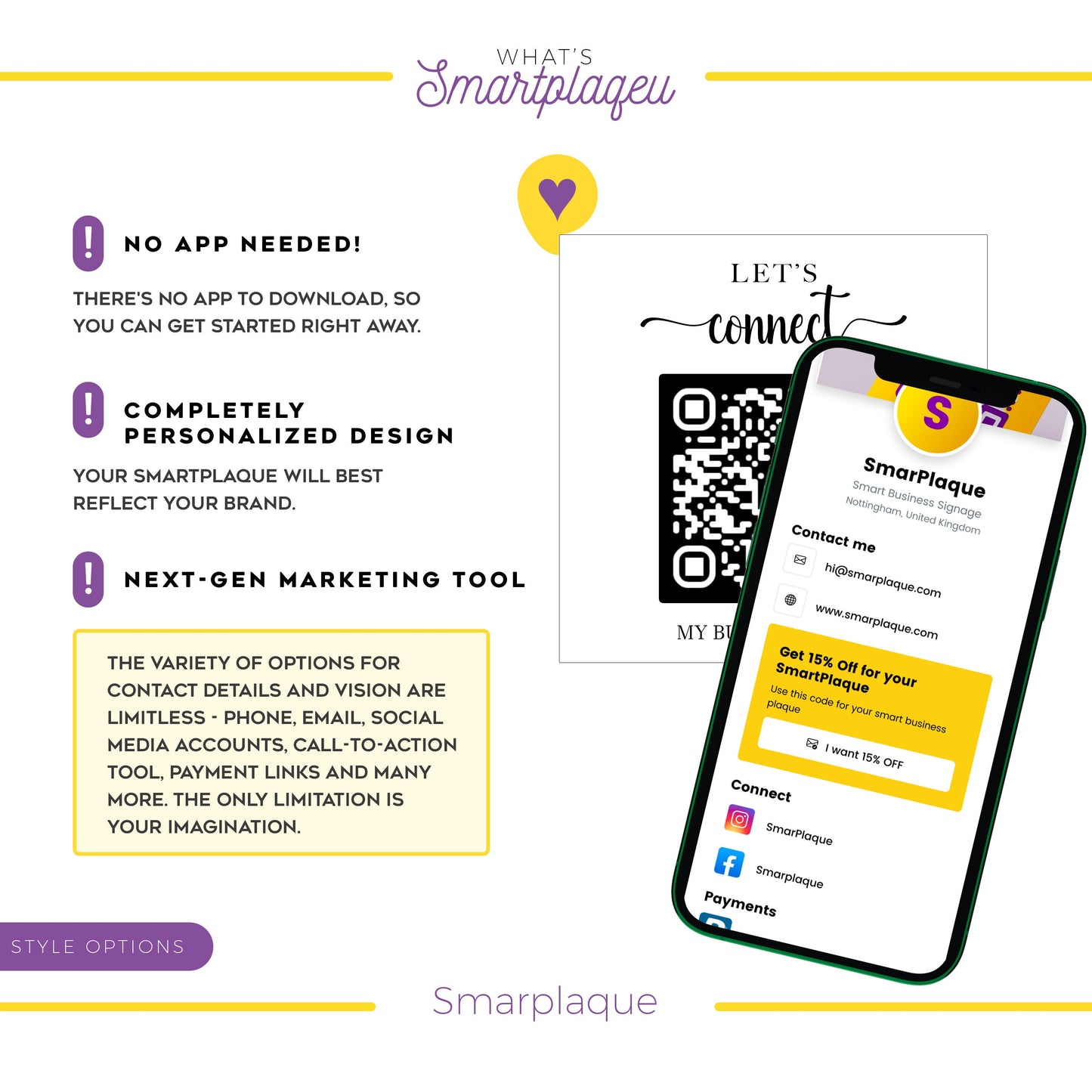 Floral QR Code Sign: Acrylic Social Media Display