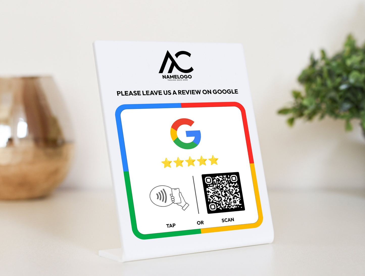 Custom Google Review NFC Plate - Single QR