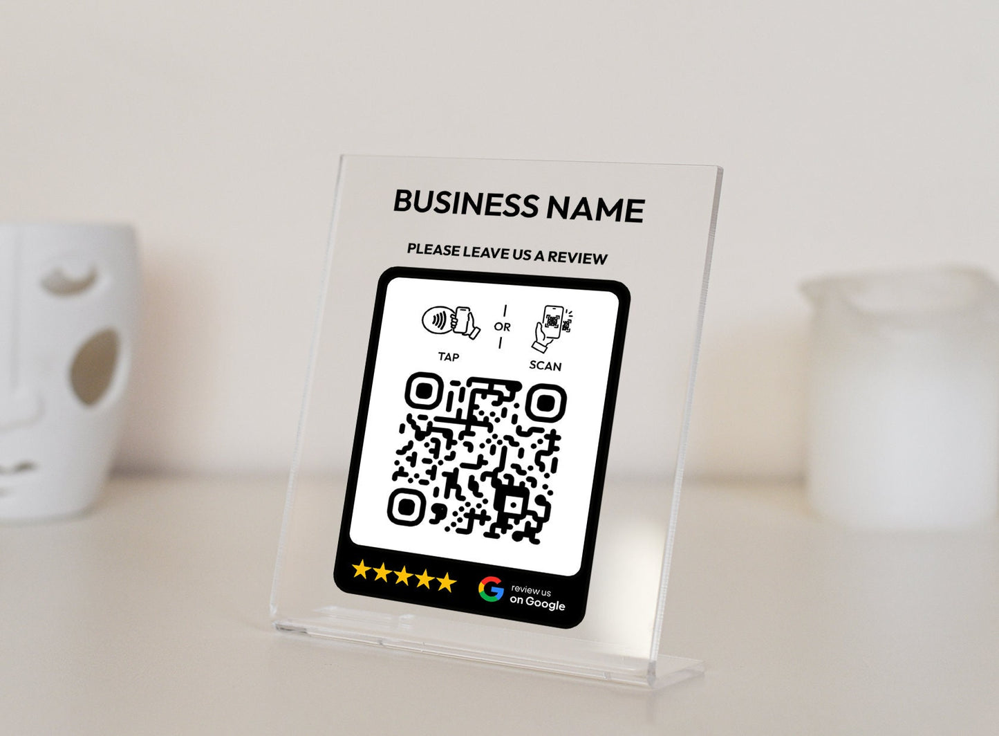 Personalized NFC Google Tap To Review plaque, Business Leave a Review, QR Code Sign, Google Review plate, Mini QR Code sign