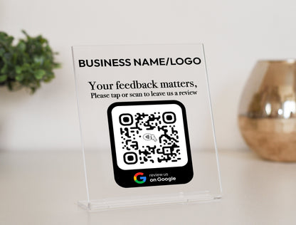 Review Us on Google Plaque - Customizable NFC/Tap and QR Sign Google Review Plate, Ultimate Tool for Drive Online Visibility and Reputation