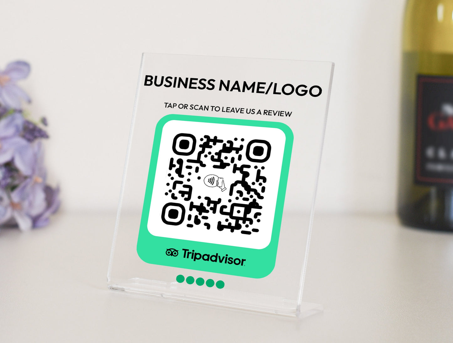 Customizable TripAdvisor Review Plaque: NFC Tap & QR Code Sign