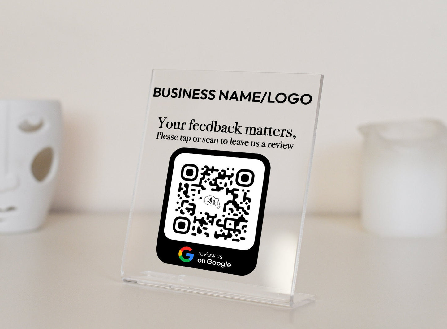 Review Us on Google Plaque - Customizable NFC/Tap and QR Sign Google Review Plate, Ultimate Tool for Drive Online Visibility and Reputation