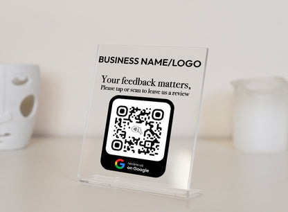 Review Us on Google Plaque - Customizable NFC/Tap and QR Sign Google Review Plate, Ultimate Tool for Drive Online Visibility and Reputation