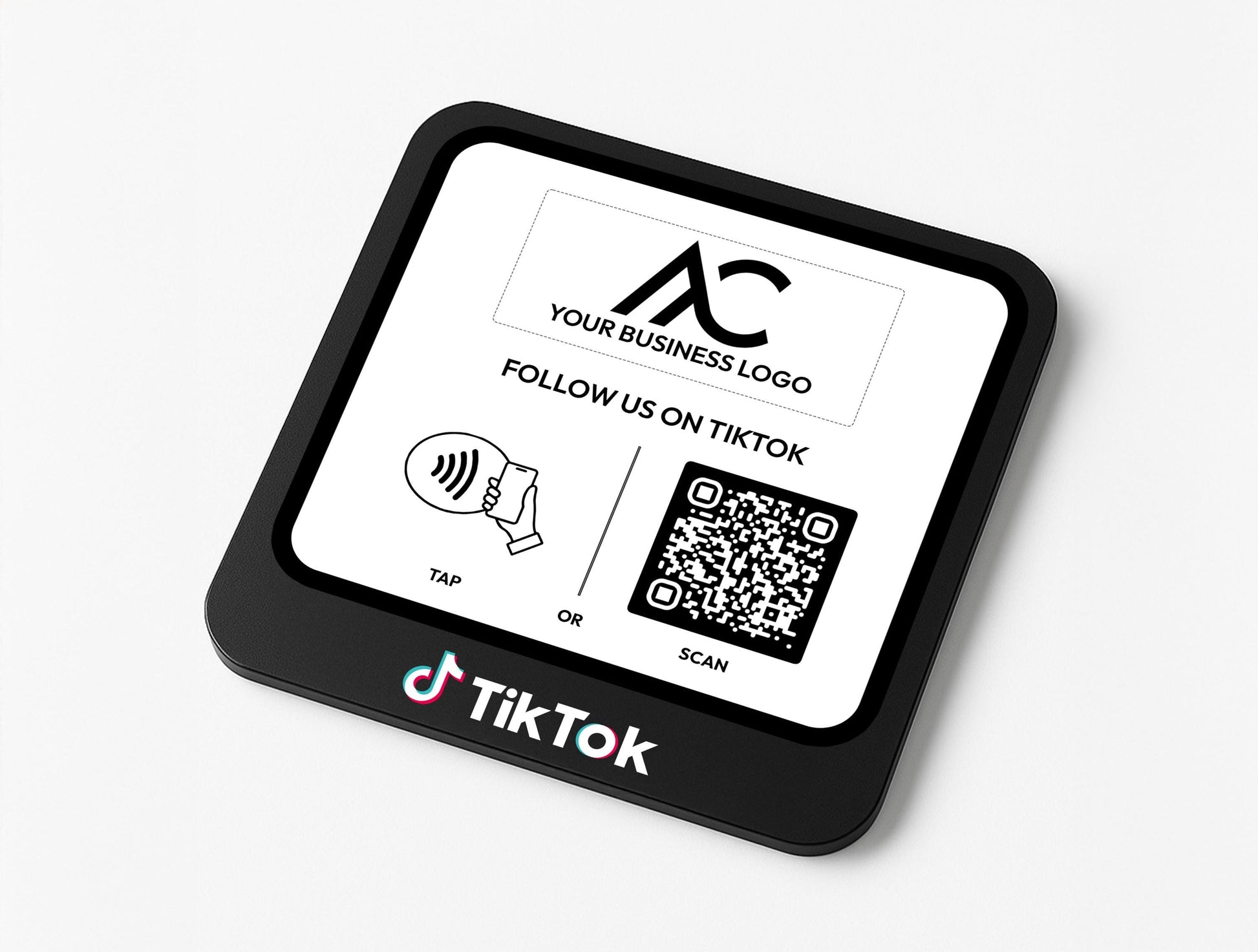 Social Media and Payment Display Sign for TikTok Engagement in Retail Spaces