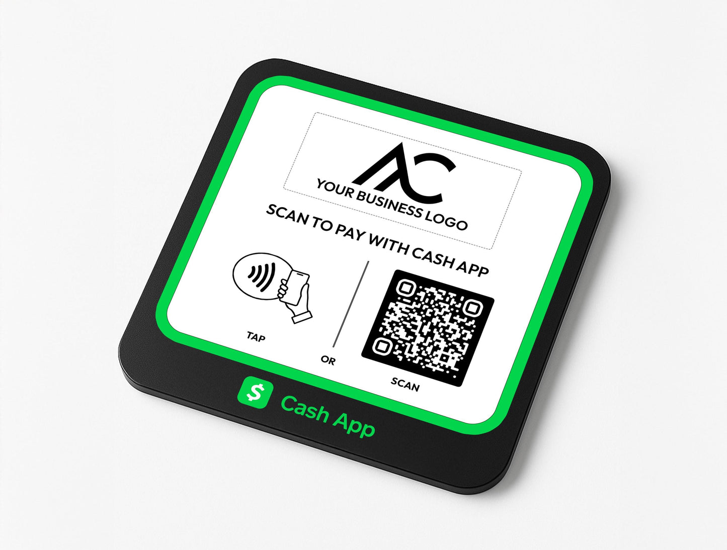 Custom Logo Cash App QR Code Acrylic Payment Sign: Small Business