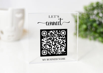 Mini Acrylic QR Code Sign: Business Social Media Display