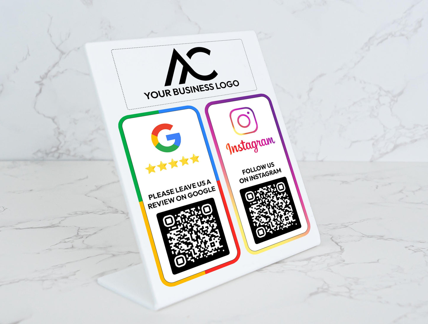 Custom Multi QR Code Business Sign: Social Media, Google Review, NFC Plaque