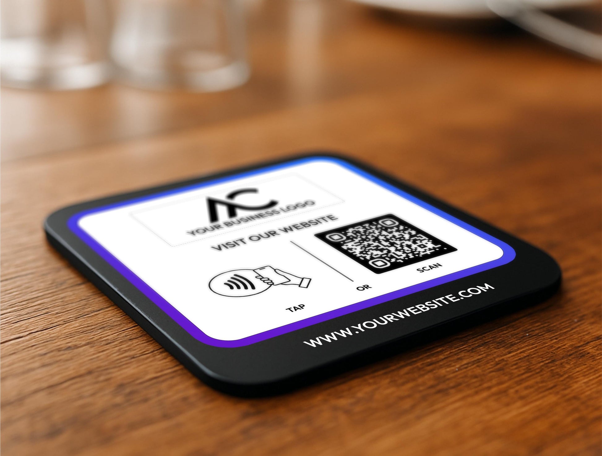Minimalist Black Acrylic QR Plate with View Our Website QR Code