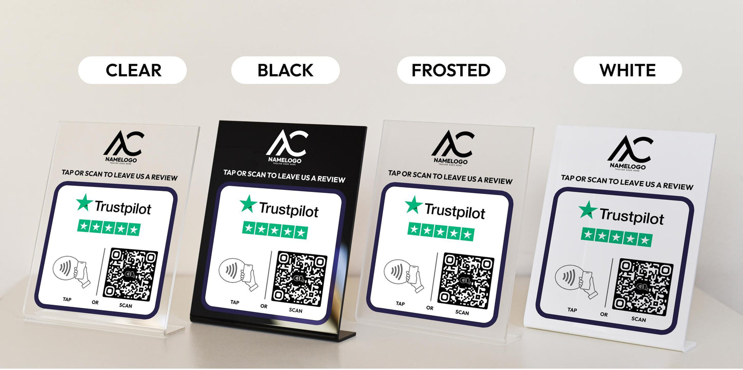 Custom Trustpilot Sign with QR Code & NFC Tap | Personalized Review Plaque for Businesses, Shops, and Services Plaque to Boost Reviews