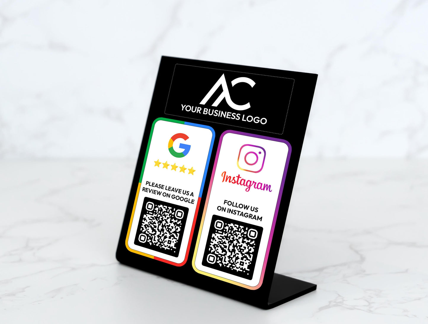 Custom Multi QR Code Business Sign: Social Media, Google Review, NFC Plaque