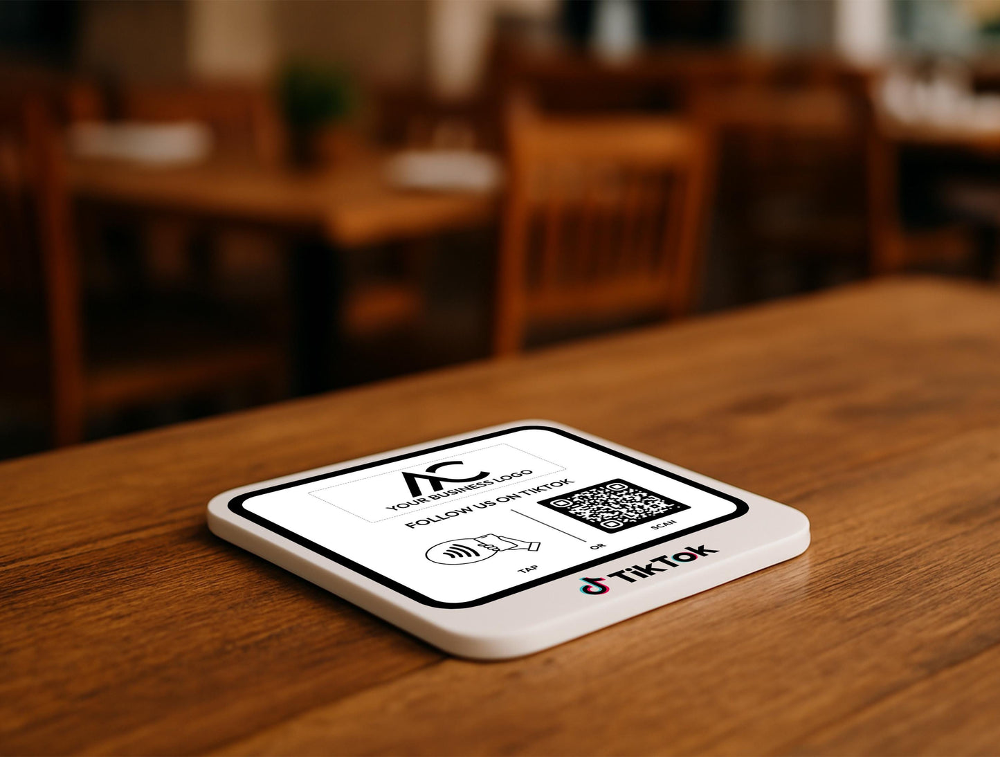 Personalized TikTok Sign with QR Code and Business Branding for Checkout Display