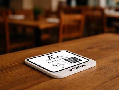 Personalized TikTok Sign with QR Code and Business Branding for Checkout Display