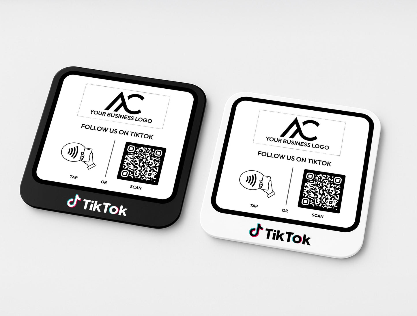 Compact QR Code Table Sign for TikTok and PayPal – Ideal for Salons or Boutiques