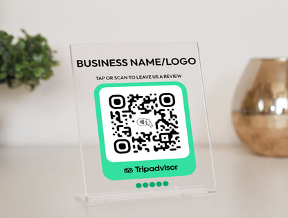 Customizable TripAdvisor Review Plaque: NFC Tap & QR Code Sign