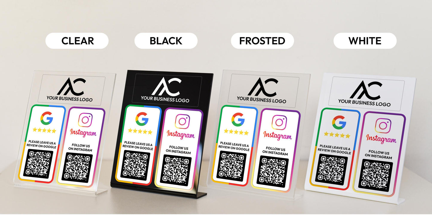 Custom Multi QR Code Business Sign: Social Media, Google Review, NFC Plaque