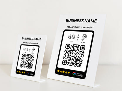 Personalized NFC Google Tap To Review plaque, Business Leave a Review, QR Code Sign, Google Review plate, Mini QR Code sign