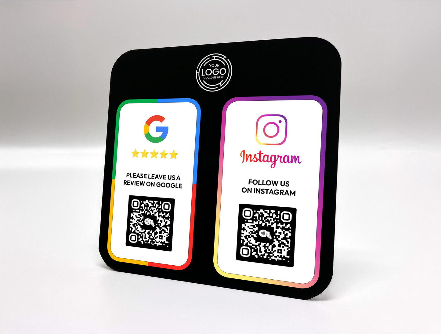 Personalized business review plaque with Google, Instagram, Trustpilot, or any custom review platform links.