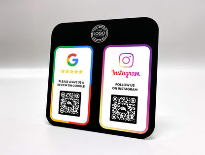 Personalized business review plaque with Google, Instagram, Trustpilot, or any custom review platform links.