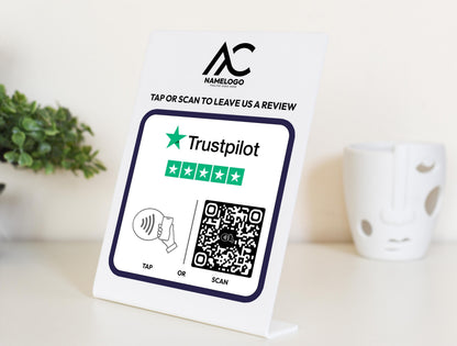 Custom Trustpilot Sign with QR Code & NFC Tap | Personalized Review Plaque for Businesses, Shops, and Services Plaque to Boost Reviews