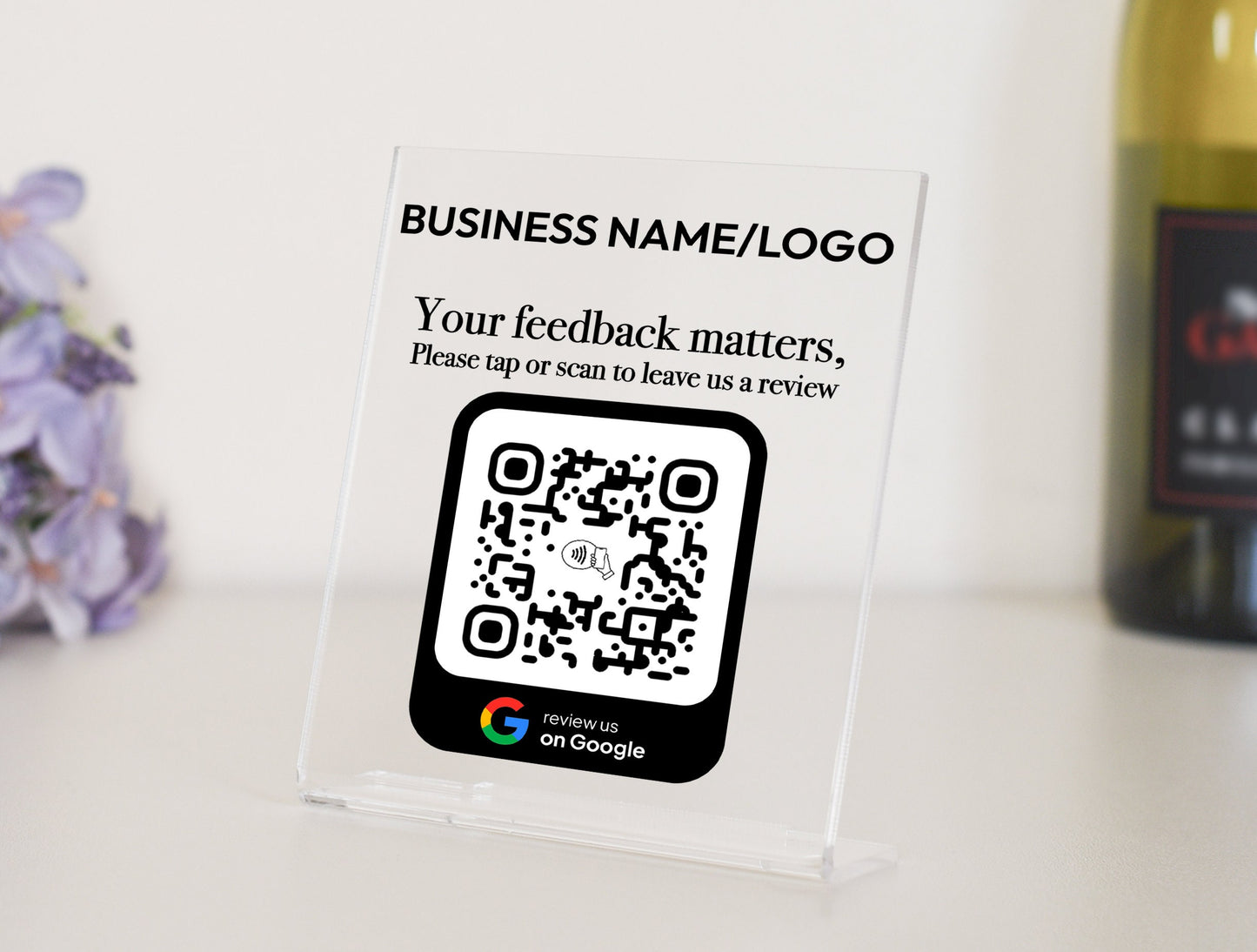 Review Us on Google Plaque - Customizable NFC/Tap and QR Sign Google Review Plate, Ultimate Tool for Drive Online Visibility and Reputation