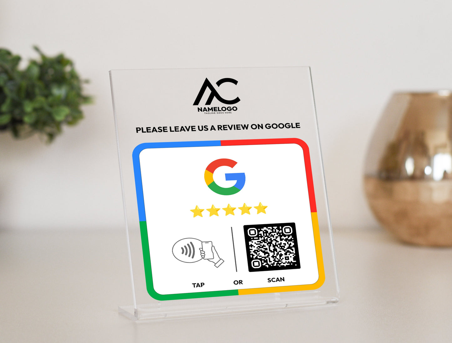 Custom Google Review NFC Plate - Single QR
