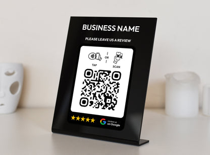 Personalized NFC Google Tap To Review plaque, Business Leave a Review, QR Code Sign, Google Review plate, Mini QR Code sign
