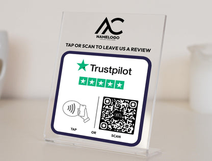 Custom Trustpilot Sign with QR Code & NFC Tap | Personalized Review Plaque for Businesses, Shops, and Services Plaque to Boost Reviews