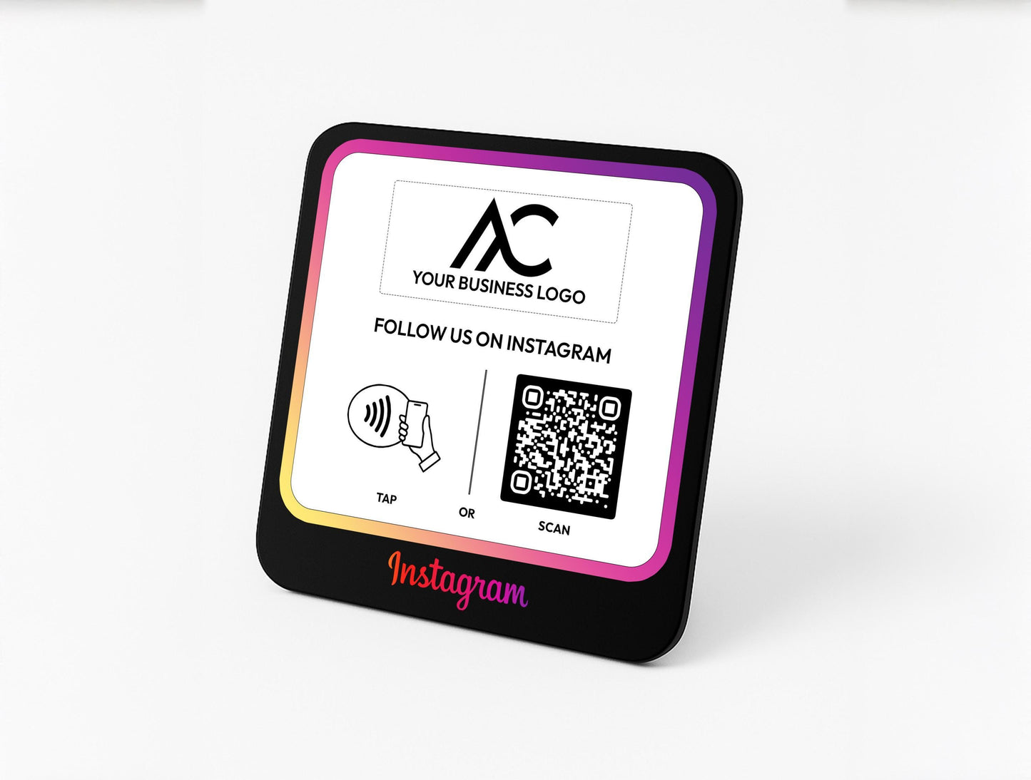 Compact Business Social Media Sign with Instagram and Payment Method Icons