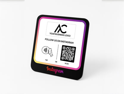 Compact Business Social Media Sign with Instagram and Payment Method Icons