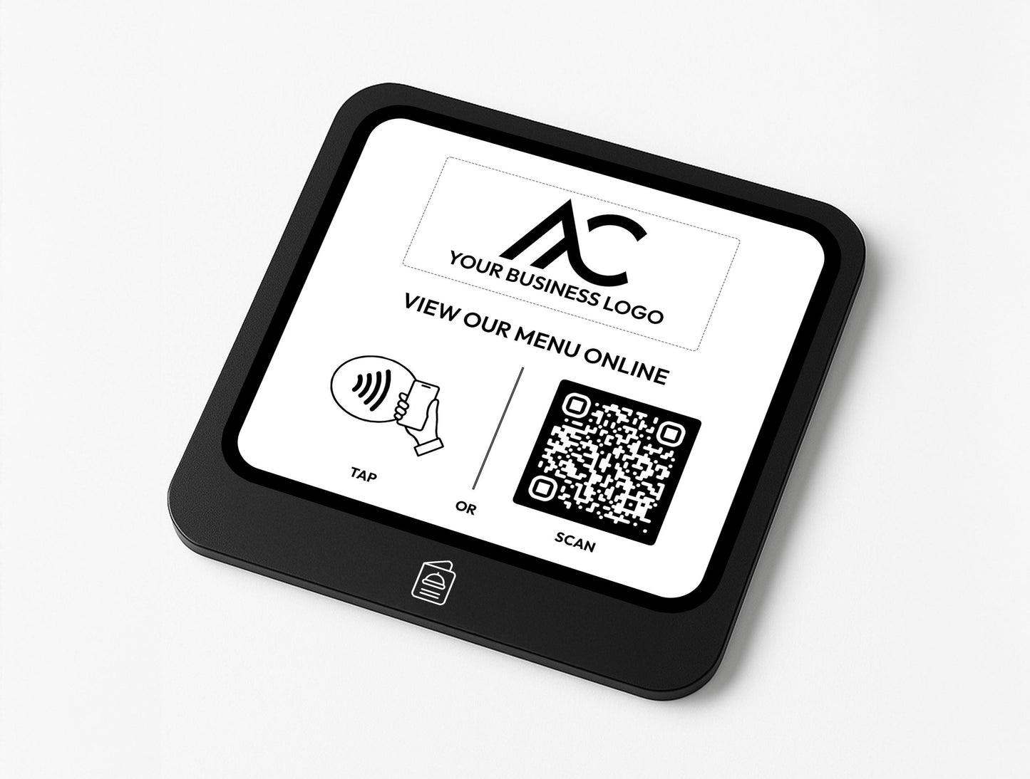 Minimalist Tap to View Menu Plaque for Modern Restaurant Setting