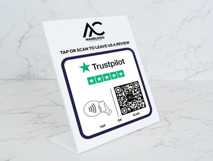 Custom Trustpilot Sign with QR Code & NFC Tap | Personalized Review Plaque for Businesses, Shops, and Services Plaque to Boost Reviews