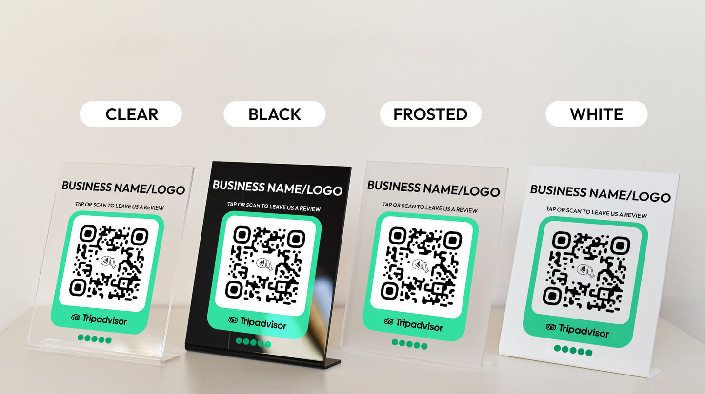 Customizable TripAdvisor Review Plaque: NFC Tap & QR Code Sign