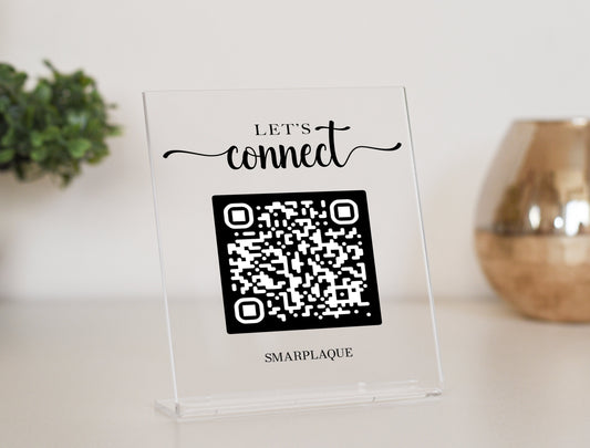 Let's get social mini QR self-standing plaque