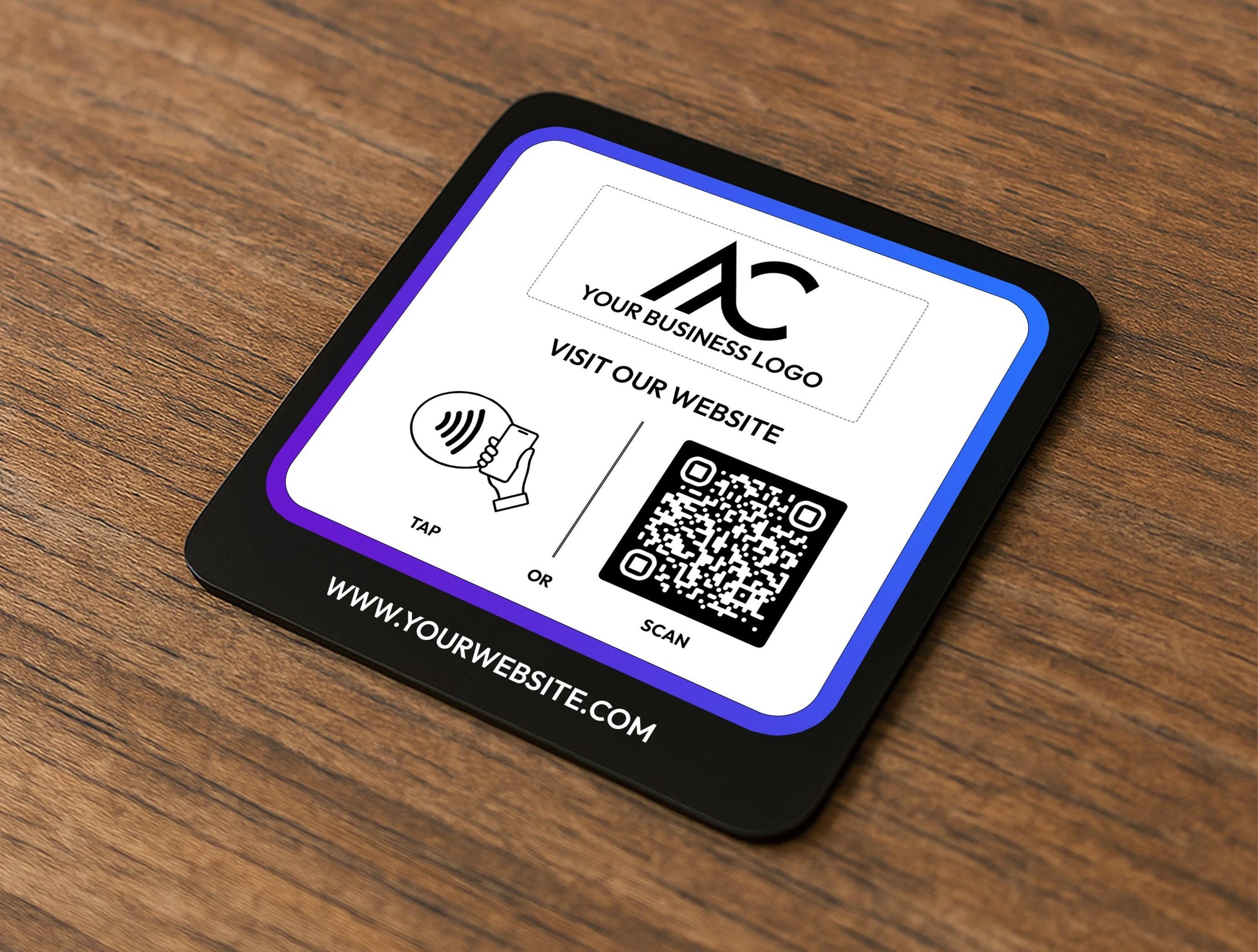 Custom Acrylic QR Code Plate with Link in Bio Text for Salons & Creators