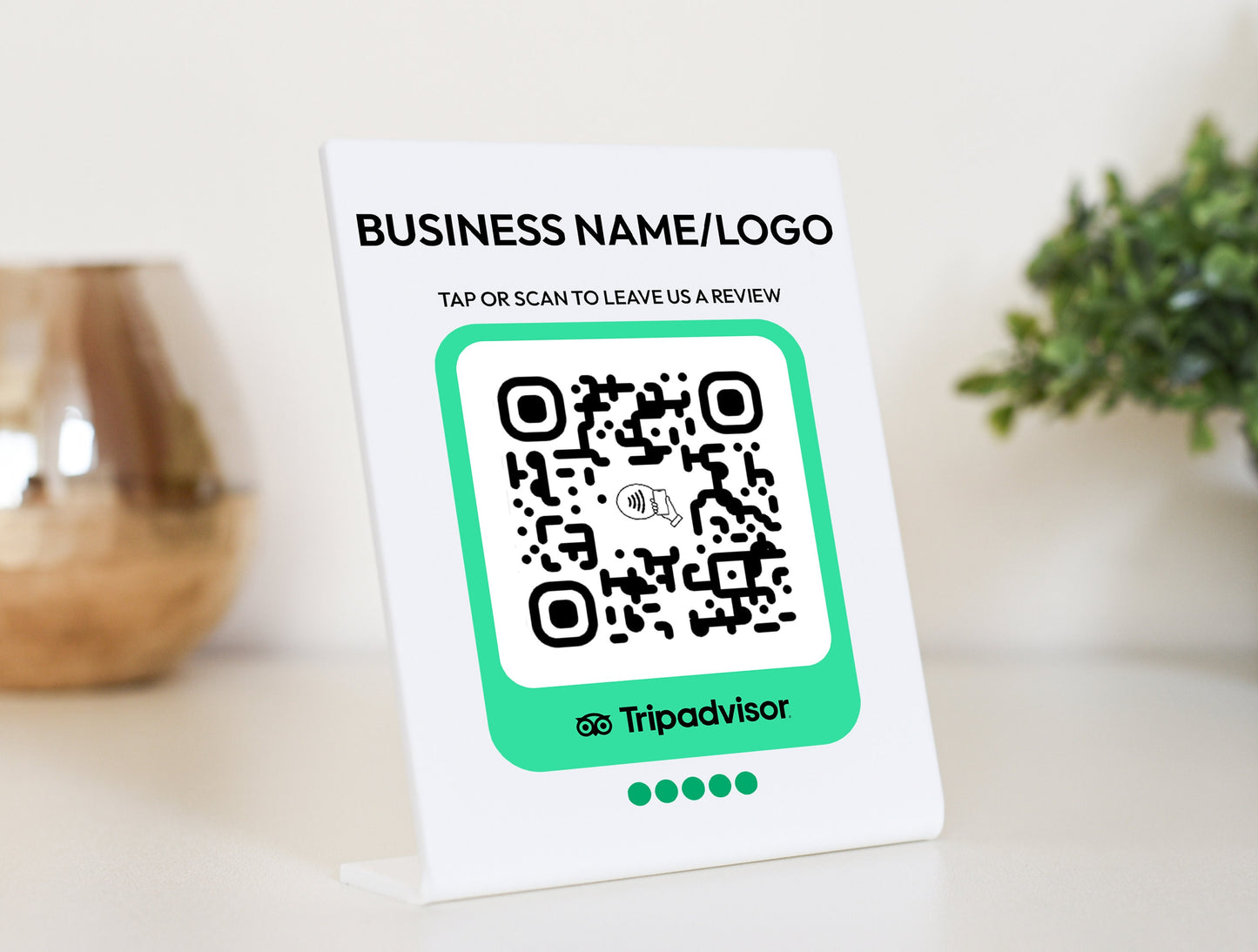 Introducing our Review Us on TripAdvisor plaque – an NFC/Tap and QR Sign TripAdvisor Review Plate, the Ultimate Tool for Amplifying Online Visibility.