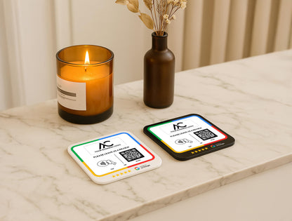 Buy 2 Get 1 Free Business Review Sign Bundle – Personalized QR Coasters