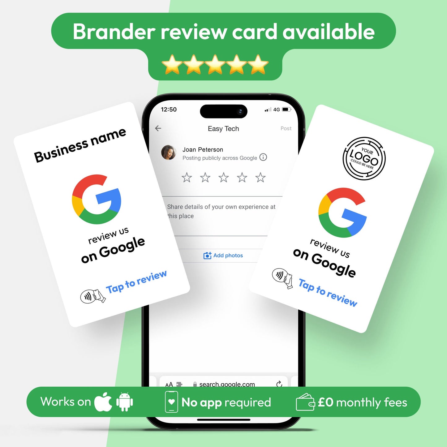 Personalised Google Review NFC Plate - Single QR