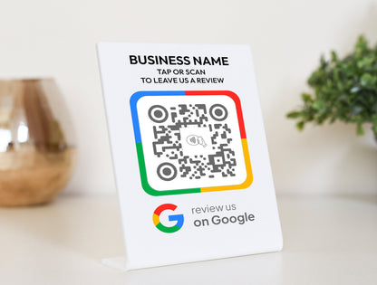 NFC Google Tap To Review Stands to Boost Your Online Presence, NFC plaque, Mini QR Code sign, Business Review Link, Leave a Review plaque