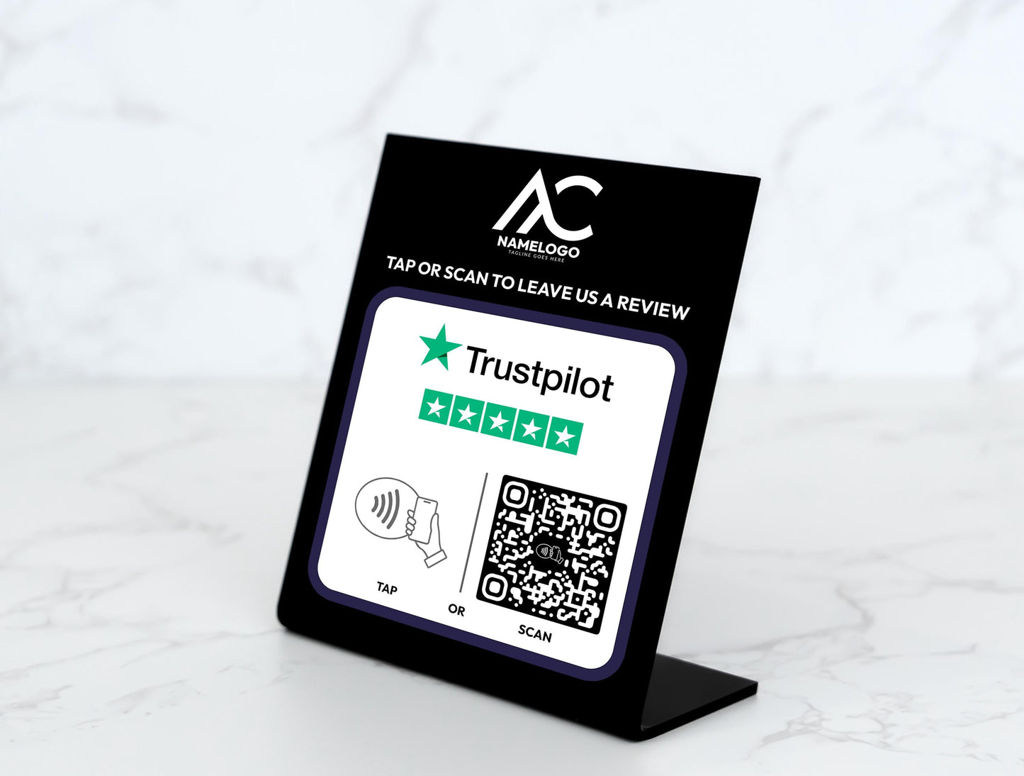 Custom Trustpilot Sign with QR Code & NFC Tap | Personalized Review Plaque for Businesses, Shops, and Services Plaque to Boost Reviews