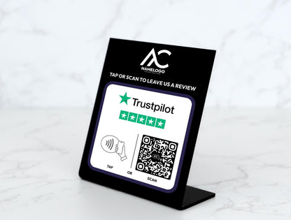 Custom Trustpilot Sign with QR Code & NFC Tap | Personalized Review Plaque for Businesses, Shops, and Services Plaque to Boost Reviews