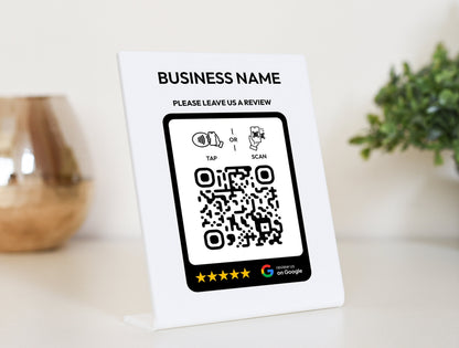 Personalized NFC Google Tap To Review plaque, Business Leave a Review, QR Code Sign, Google Review plate, Mini QR Code sign