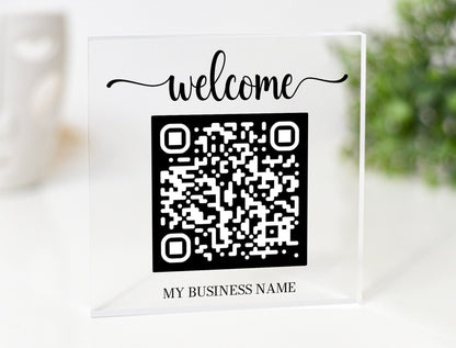 Mini Acrylic QR Code Sign: Business Social Media Display