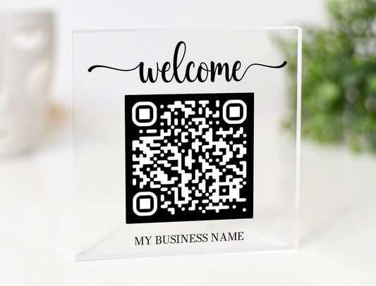 Mini Acrylic QR Code Sign: Business Social Media Display