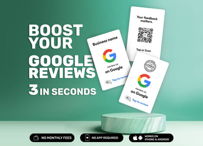 Prepare to elevate your online presence with a simple tap! Secure your Custom Google Review card today and effortlessly gather those coveted 5-star reviews.