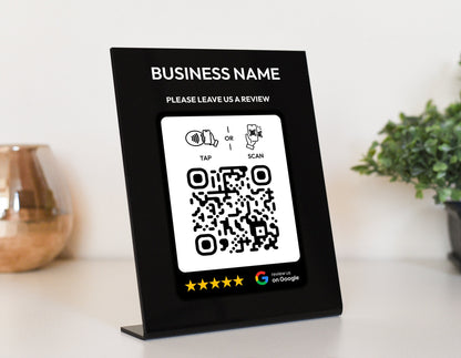 Personalized NFC Google Tap To Review plaque, Business Leave a Review, QR Code Sign, Google Review plate, Mini QR Code sign