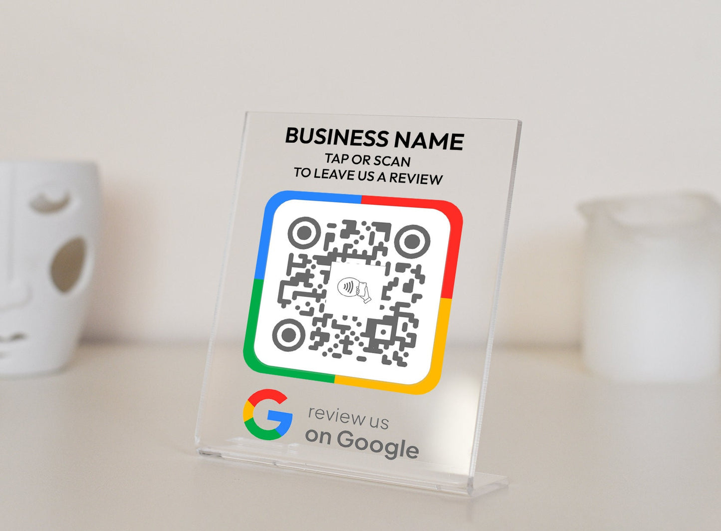 NFC Google Tap To Review Stands to Boost Your Online Presence, NFC plaque, Mini QR Code sign, Business Review Link, Leave a Review plaque