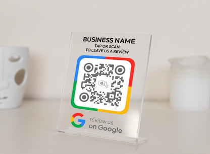 NFC Google Tap To Review Stands to Boost Your Online Presence, NFC plaque, Mini QR Code sign, Business Review Link, Leave a Review plaque