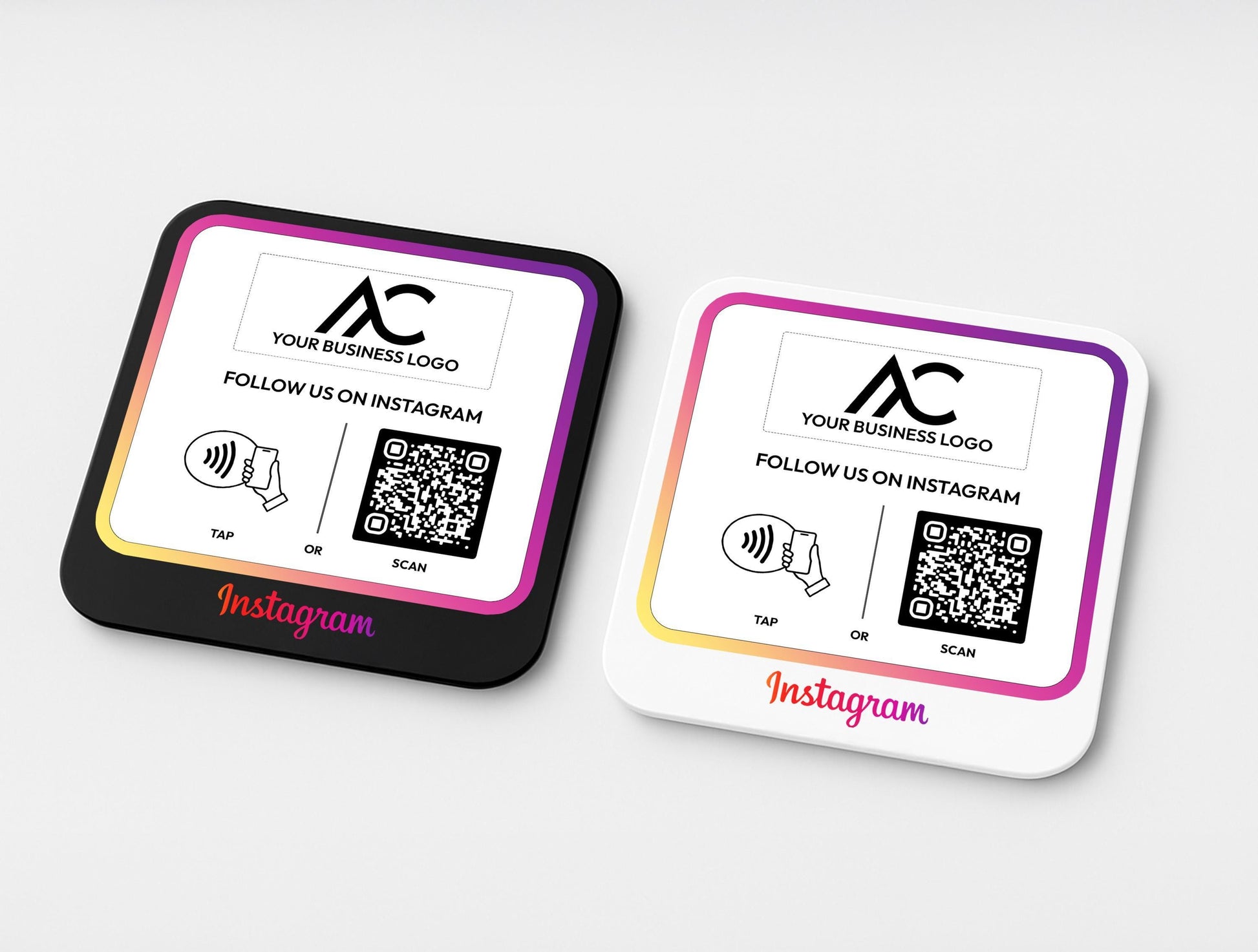 Modern Acrylic Sign for Displaying Social Media Links and Payment Options