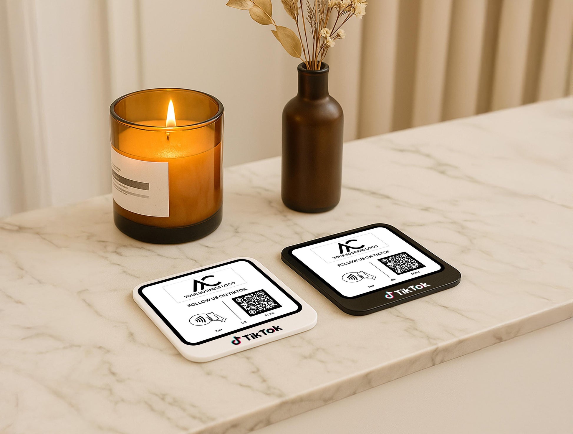 Modern Acrylic Table Sign for TikTok Followers and Customer Payments