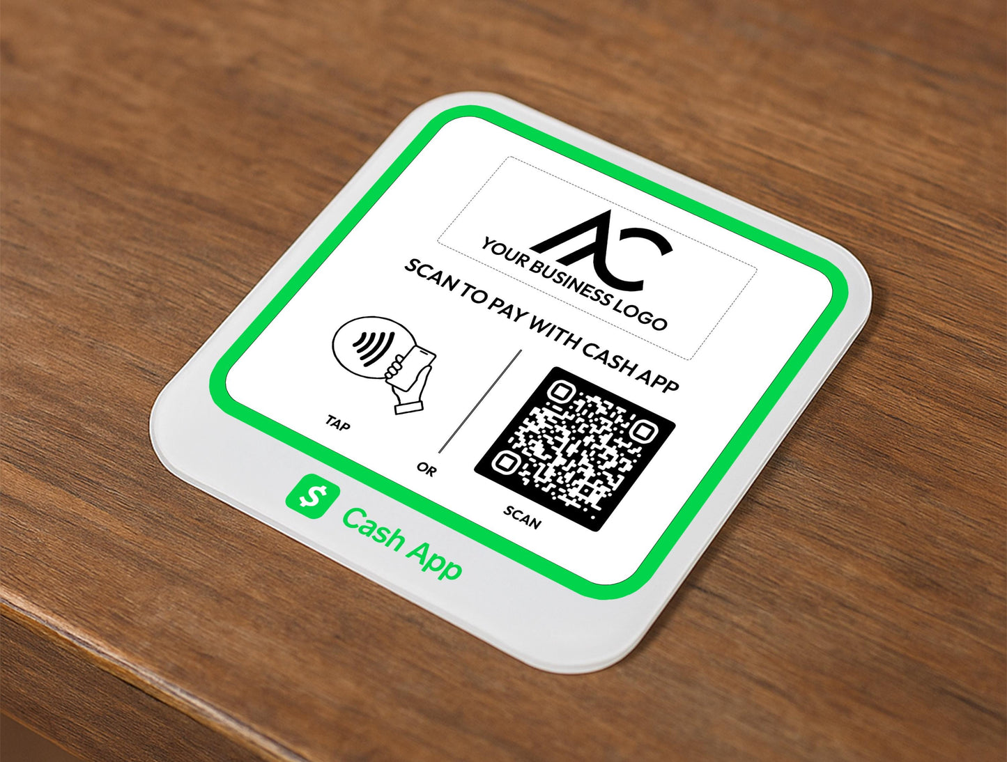 Custom Logo Cash App QR Code Acrylic Payment Sign: Small Business